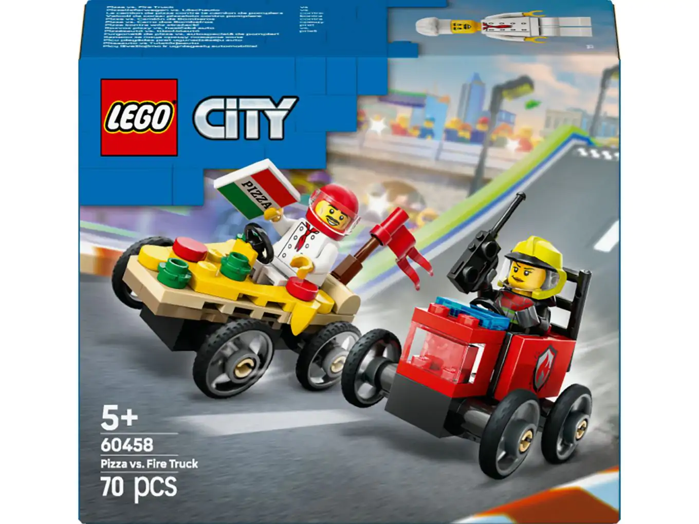 LEGO City 60458 Raceautopakket: pizzabestelwagen vs. brandweerauto
